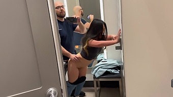 Beautiful Asian Girl Gives Blow Job In A Riskiest Way In The Dressing Room Of A Shop.